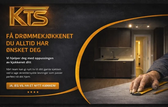 Moderne kjøkkenrenovering utført av KTS med mørke skapfronter, lys benkeplate og skreddersydd kjøkkenløsning i moderne stil.